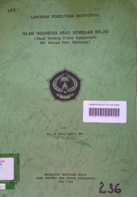 Islam Indonesia Abad Sembilan Belas (Studi Tentang Protes Keagamaan KH. Ahmad Rifa'i Kalisalak)